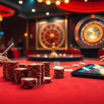 Professional gambler placing confident bets at nk88 poker table with vibrant chips and cards