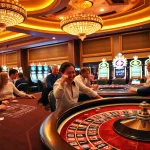 Players enjoying lively casino games at LV 88 with vibrant poker chips and slot machines.