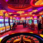Experience the thrill of Slot Maxwin in a luxurious casino scene with vibrant slot machines and excited players.