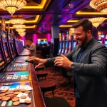 Gamblers enjoying the excitement of Pragmatic Play slot machines in a vibrant casino atmosphere.