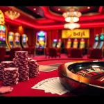 Players enjoying a high-stakes poker game in a luxurious casino, focusing on BDJL winnings and excitement.