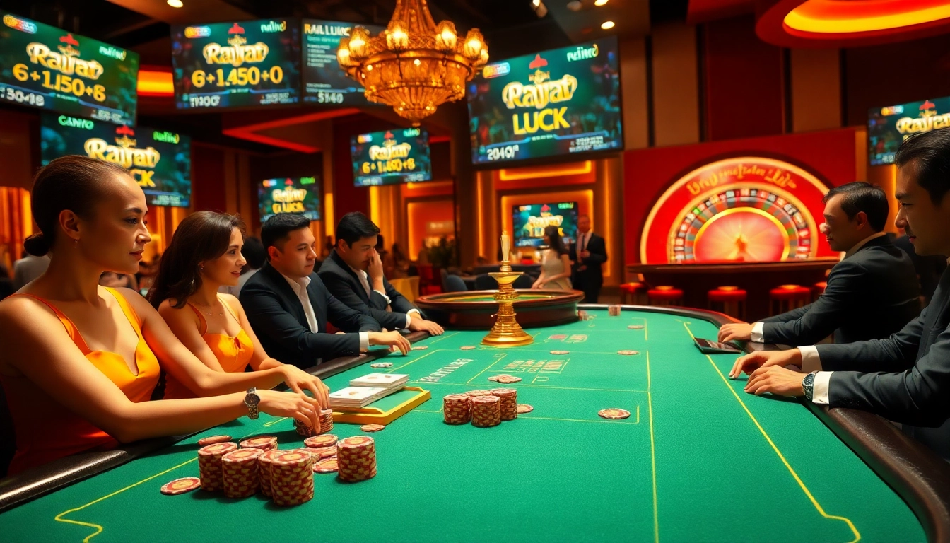 Experience the excitement of Raja Luck at a luxurious casino table filled with action and vibrant energy.