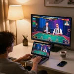 Player engaging with online games at https://rr888.shopping/, showcasing live dealer interaction and a cozy atmosphere.