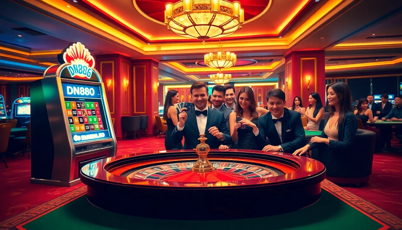 Engaged players at the dn88 casino enjoying vibrant roulette, chips, and high-stakes poker action.
