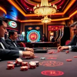 Experience the thrill of RR 99 at a bustling casino poker table, where players strategize and win.