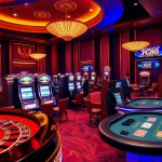 Experience the thrilling energy of PG88’s luxurious casino environment bustling with players and games.