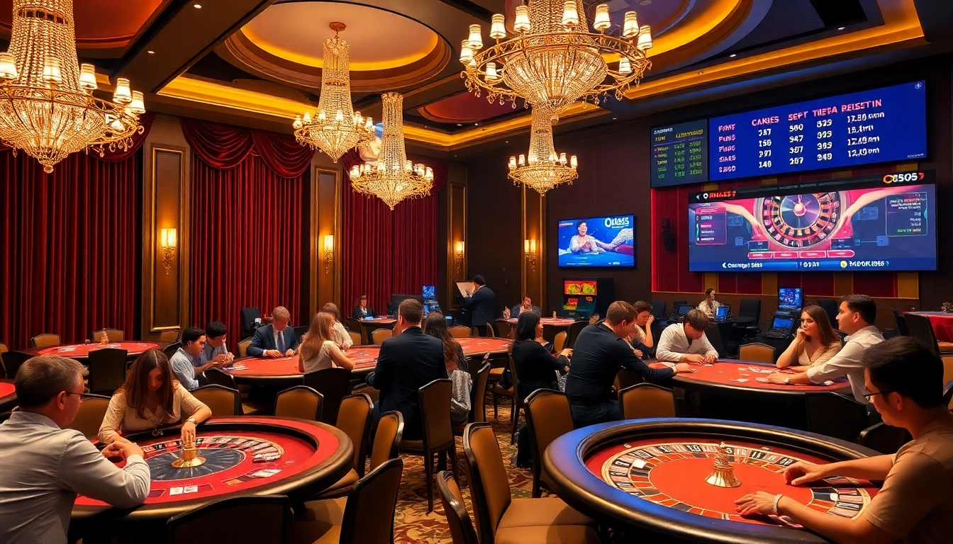 Experience thrilling gaming moments at https://www.bdtk66.my/ featuring poker and roulette tables in a vibrant casino.