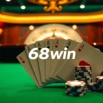 Experience the thrill of 68win with vibrant casino gaming visuals featuring poker chips and cards.