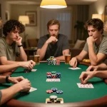 Friends enjoying a thrilling poker night at home, showcasing dash88 excitement and strategic gameplay.