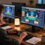 Player experiencing the excitement of 88xx online casino games with a professional gaming setup.
