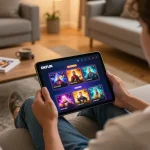Play the exciting OKFUN casino games on your tablet in a cozy home setting.