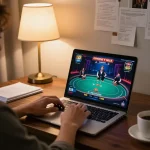 Engaged player utilizing rikvip online casino app for an immersive gaming experience at home.