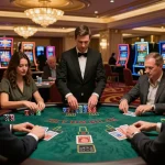 Strategic gameplay at trang chá»§ kp88 blackjack table with engaged players and dealer.