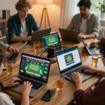 Engaging in gameplay on the sunwin platform during a cozy home gaming session with laptops.