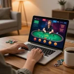 Engaging online casino gameplay on vk88 poker table with strategic insights visible