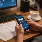 Player enjoying online gaming on VIPWIN app, focused on strategic gameplay in a cozy home setting.