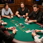 Players enjoying high-stakes poker at King33 live casino, showcasing strategy and excitement.