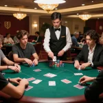 Engaged players at a high-stakes poker table, showcasing strategic gameplay at trang chủ cm88 casino.
