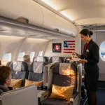Cozy airplane cabin of the 789P with comfortable seating and view of the clouds.