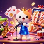 Experience the thrill of Win88 with a vibrant 3D illustration featuring charming casino characters and exciting slot game elements.