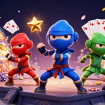Hitclub offers exciting gameplay as ninja chameleons collect golden tokens and spin slots.