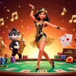 Experience the thrilling world of login sbobet with vibrant casino action, showcasing poker and lively characters.