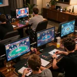 Players enjoying VN23 online poker at home, engaged and focused on their strategies.