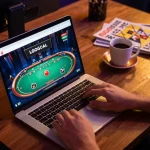 Engaging online gaming scene with LGOGOAL displayed on a laptop, inviting responsible gambling.