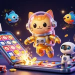 Engage in thrilling gaming at RUANGWD with vibrant slot machines and cosmic characters.