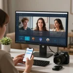 Engaging ai sex chat scenario with interactive virtual companion on sleek monitor.