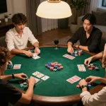 Lô đề online players engaging in an exciting home game night with cards and chips visible.