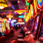 Permainan kasino bbni4d sedang berlangsung dengan pemain bersemangat di mesin slot.