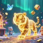 Experience the excitement of kk55 with a vibrant digital casino featuring a glowing tiger and action-packed visuals.