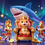 KJC entertains players with vibrant slot reels and golden characters in a lively casino setting.