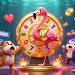 Experience thrilling slot action with a flamingo host, bulldog contestant, and exciting prizes!