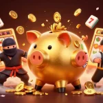 Engage with Hitclub's thrilling slot games in this vibrant 3D illustration featuring gaming excitement.