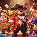 Experience the excitement at RED88 with a vibrant casino scene featuring 3D animated characters and colorful game elements.