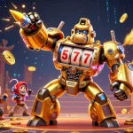 Engage with hyperslot88 as a golden gorilla mech dominates the thrilling casino universe.