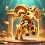 Experience thrilling gaming at Sunwin with a golden ram charging through a dynamic jackpot arena.