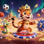 Experience winning thrills with situs slot gacor, featuring dynamic slot reels and a majestic tiger sultan.