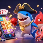 Spin and win with f8bet's exciting casino game elements featuring a playful shark, pufferfish, and octopus.