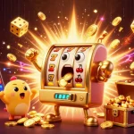 Engage in togel online with colorful slot machines celebrating jackpots amidst a dynamic casino scene.