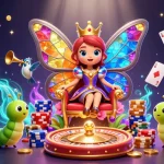 Experience the excitement of DEBET gaming with vibrant characters and rich casino elements in a dynamic scene.