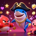 Experience thrilling gameplay at LU88 with a vibrant casino scene featuring a pirate shark and friends.