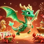 Menang slot online dengan naga laut berkilau dan simbol keberuntungan yang mengelilingi