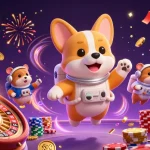 shbet showcases a thrilling casino experience with cartoon characters amidst colorful gaming elements.