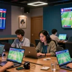 Engaged users enjoying Fairplay24 online betting on cricket with live odds and statistics.