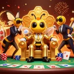 Experience excitement with link slot gacor in a vibrant casino scene featuring a bumblebee mob boss.