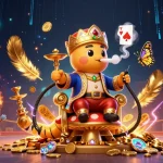 LU88 illustrates a vibrant casino scene rich with energy, showcasing poker symbols and golden treasures.