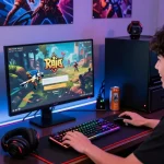 Engaging gaming scene showcasing Raja Game login on a vibrant desktop setup with immersive gaming accessories.